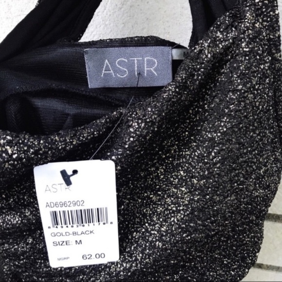 NWT ASTR Gold Black Twist Back Mini Dress - Picture 4 of 8